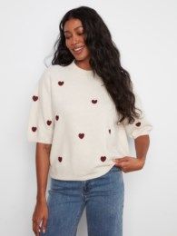 S/S Embroidered Heart Sweater