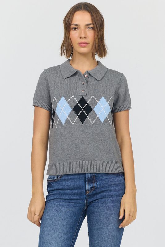 Argyle Print S/S Knit