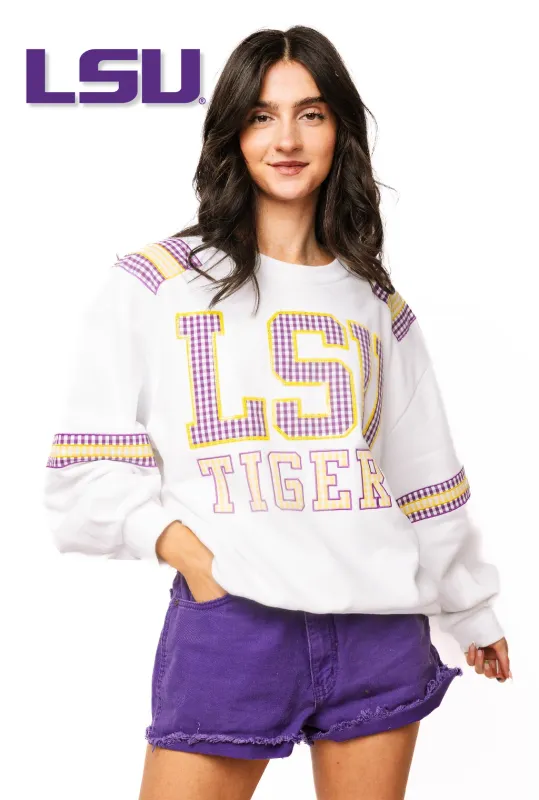 LSU Gingham Jersey Sweatshirt