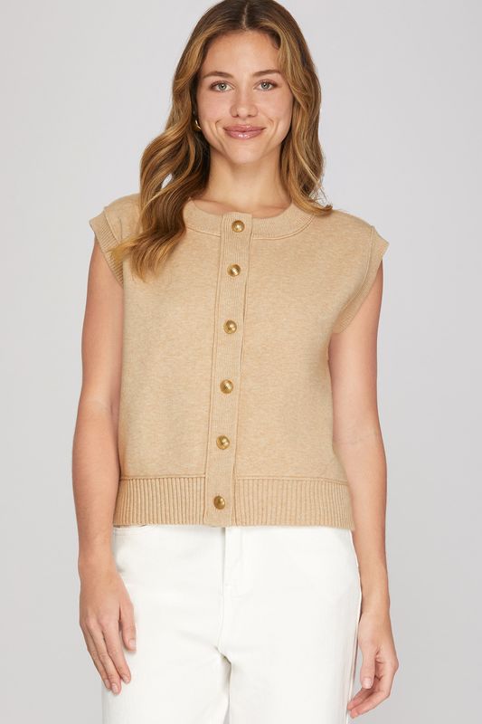 Button Front Sweater Vest