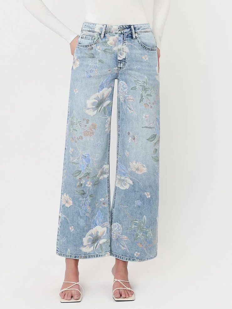 Super High Rise Floral Crop Flare