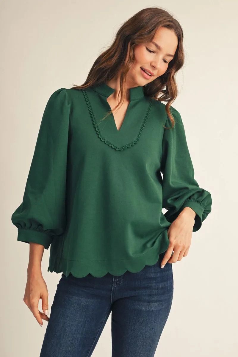 Scallop Hem Solid Top