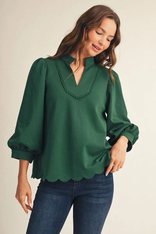Scallop Hem Solid Top