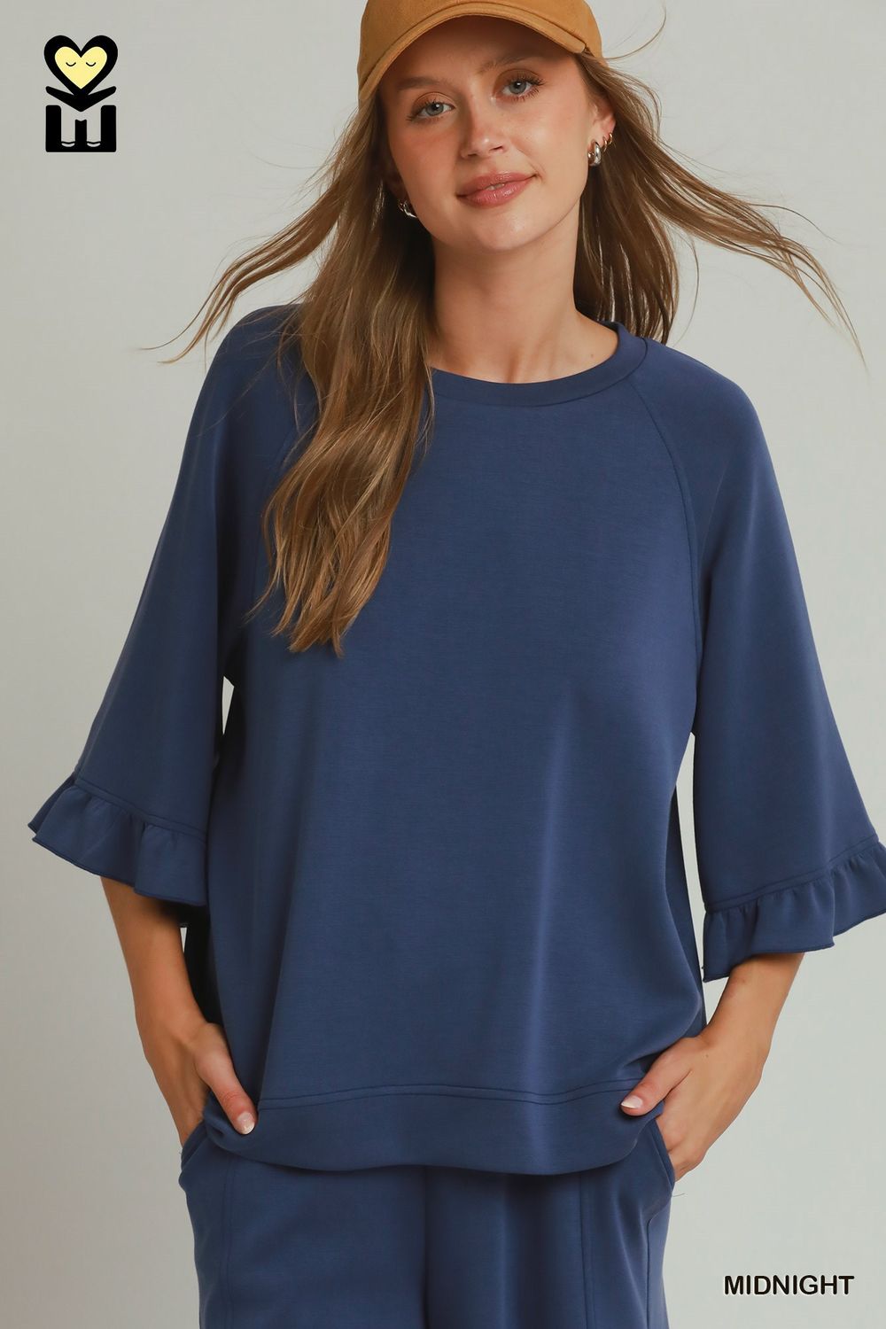 Spaceknit 3/4 Raglan Sleeve Top