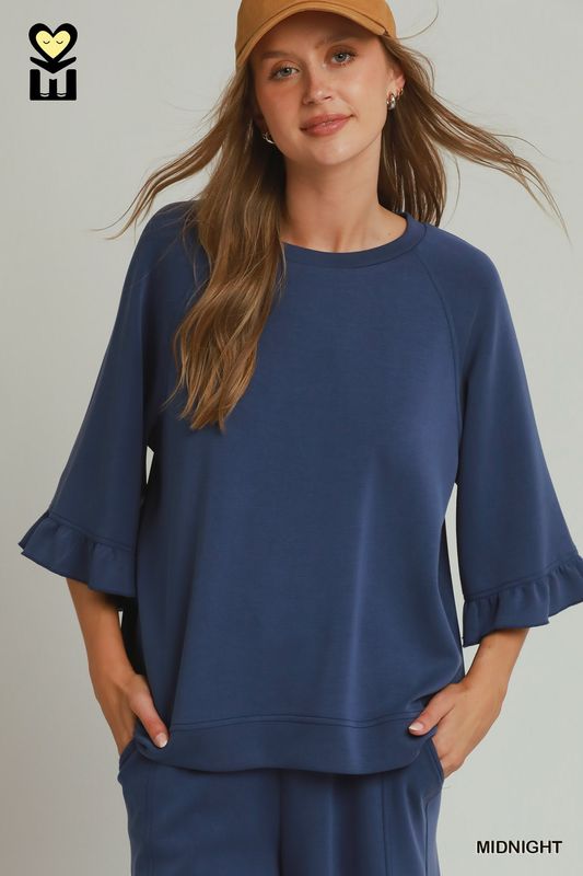 Spaceknit 3/4 Raglan Sleeve Top