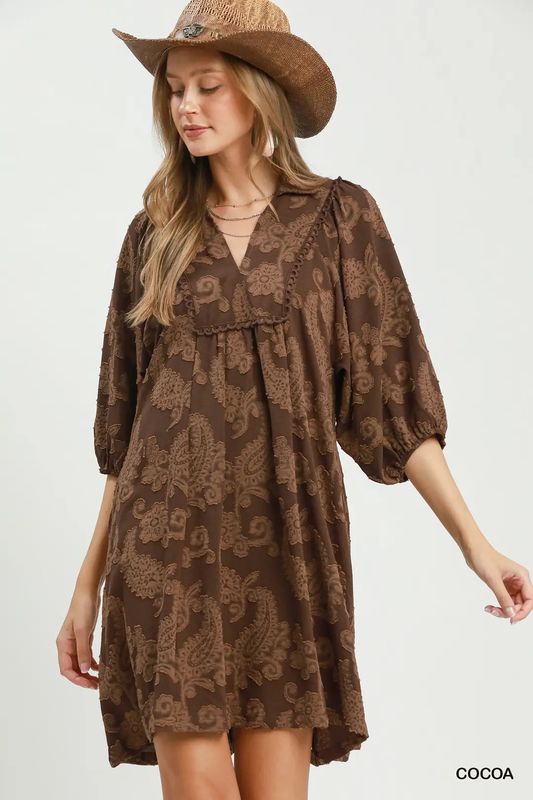 Paisley Print Baby Doll Dress