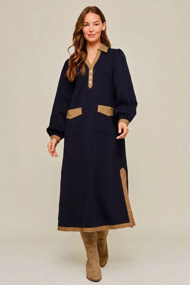 Side Slit Dress Contrast Detail