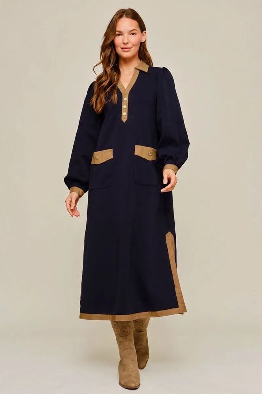 Side Slit Dress Contrast Detail