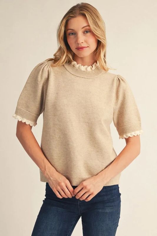 S/S Sweater Ruffle Detail