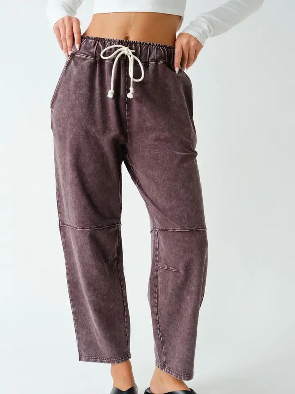 Mineral Wash Cropped Straight Leg Pants