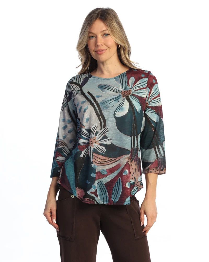 Round Hem Slub Top, Color: Auburn, Size: XL
