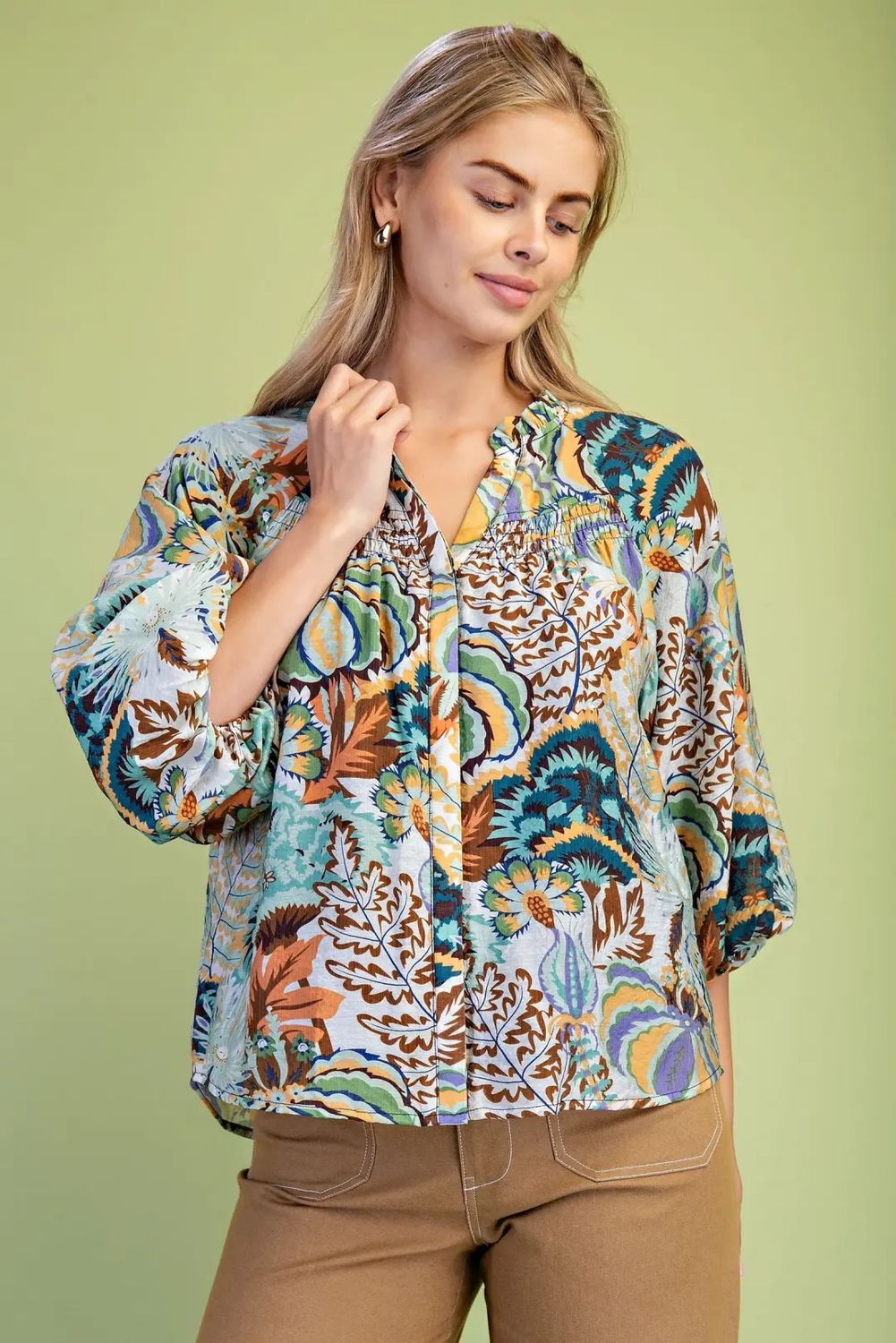 Covered Placket Button Down Top