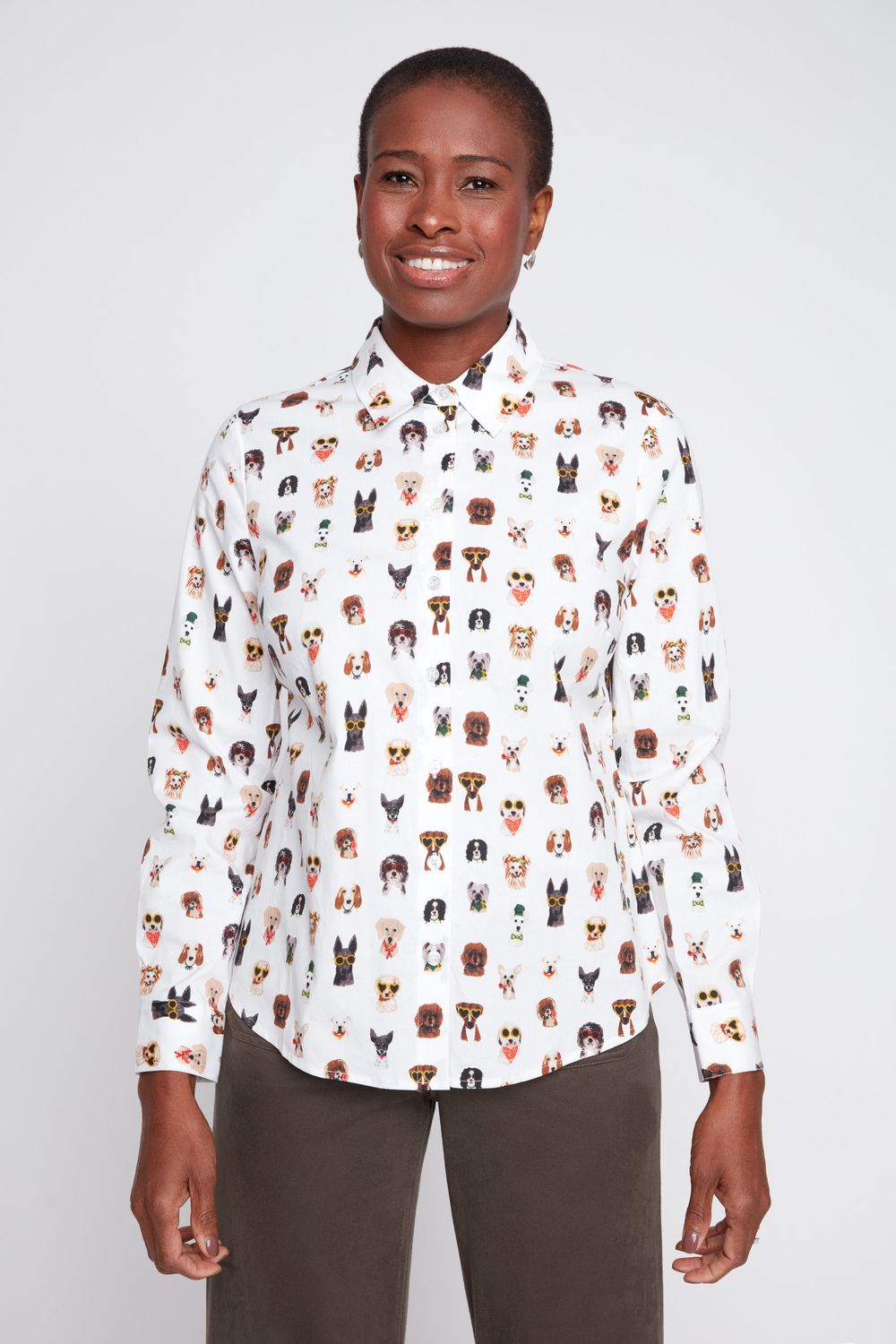 Dog Print Poplin Top