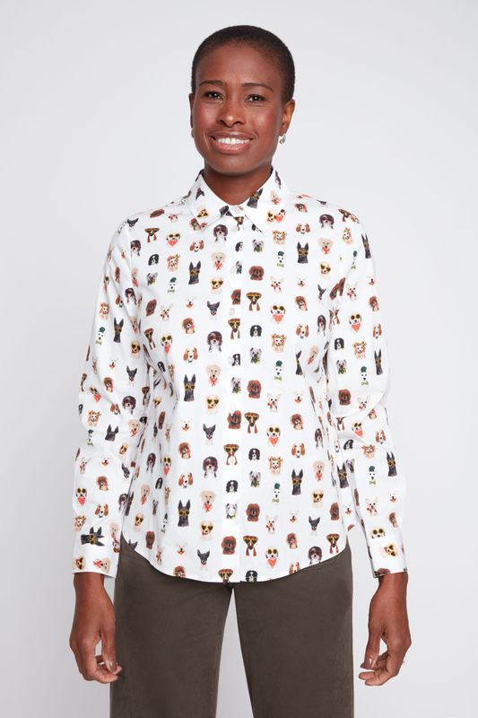 Dog Print Poplin Top