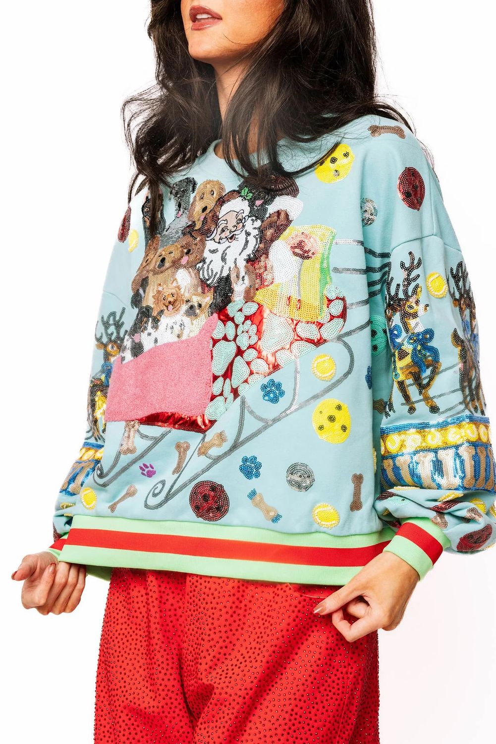 QOS Dogs on Santa's Sleigh Sweatshirt