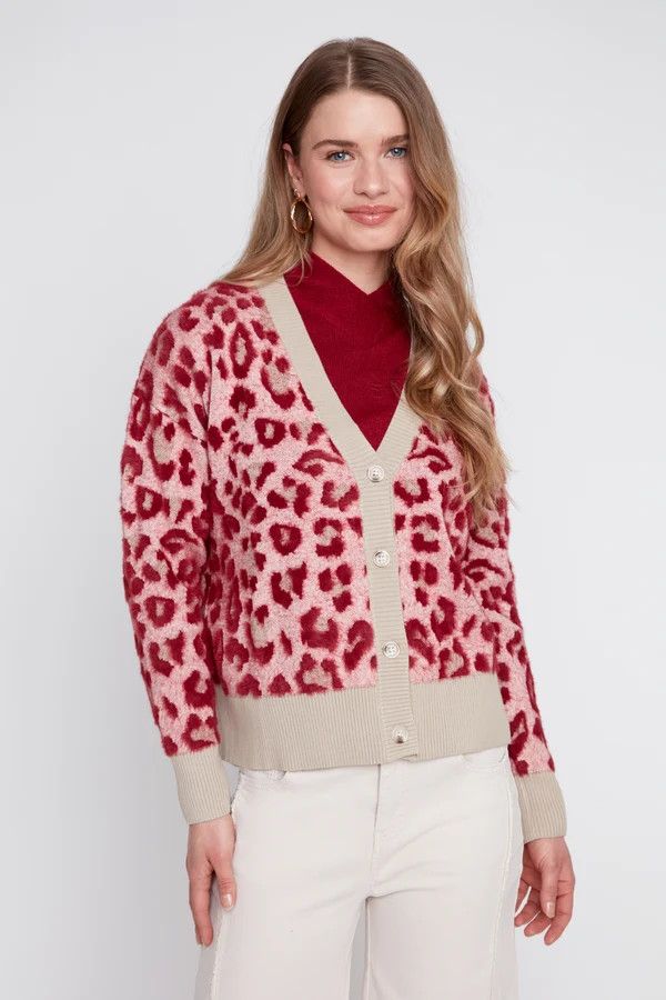 Animal Print V Neck Cardigan