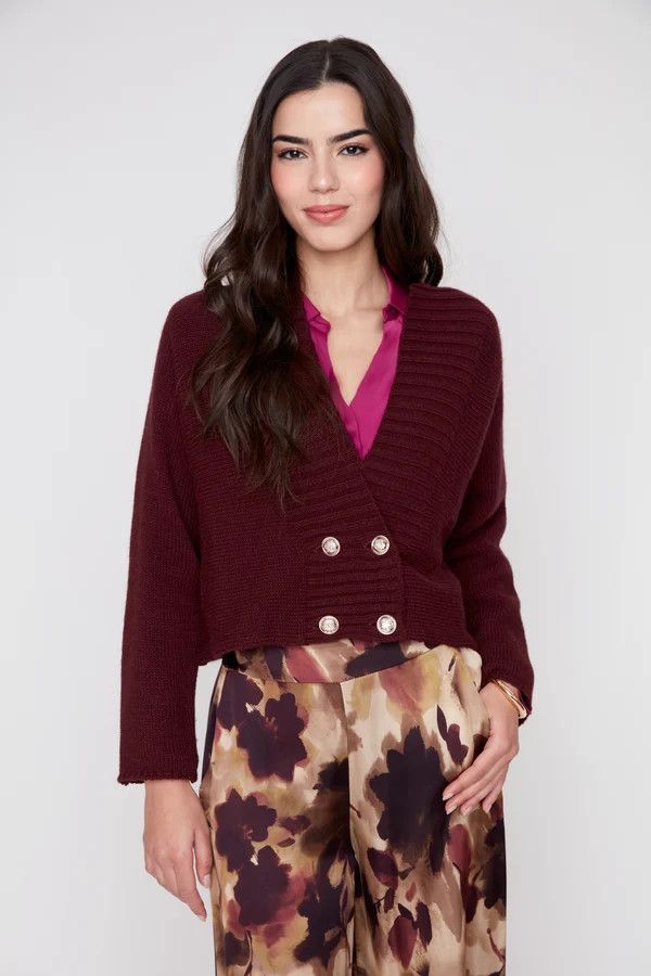 Cropped Double Breast Cardigan