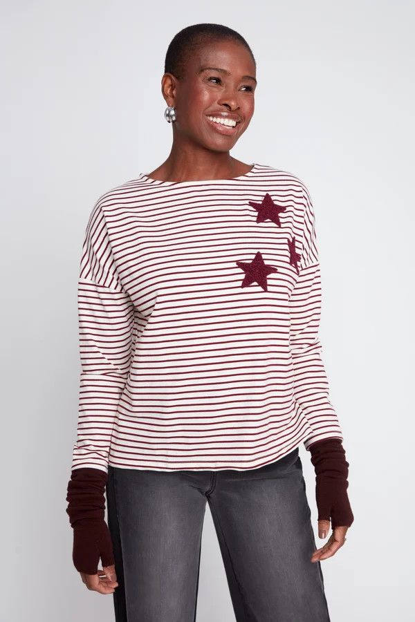 Striped Star Patch Top