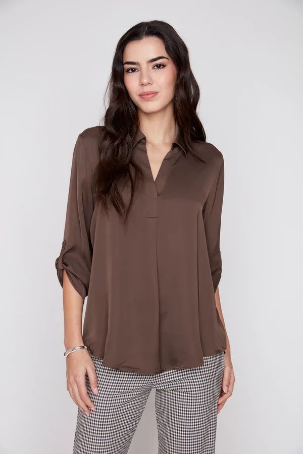 Satin V Neck Blouse