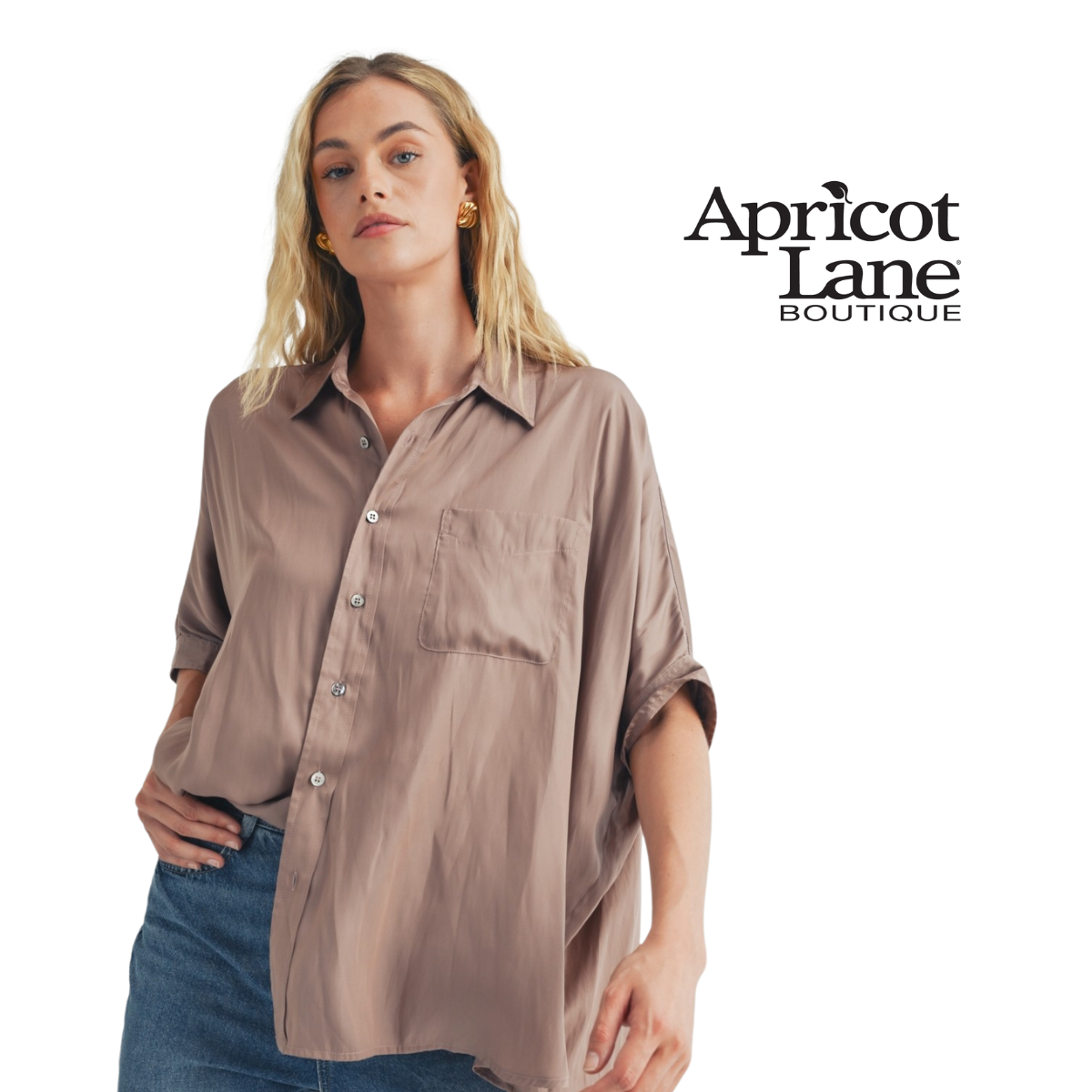 Oversized Satin Button-down Shirt