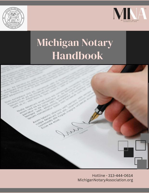 Michigan Notary Handbook Digital Download Version