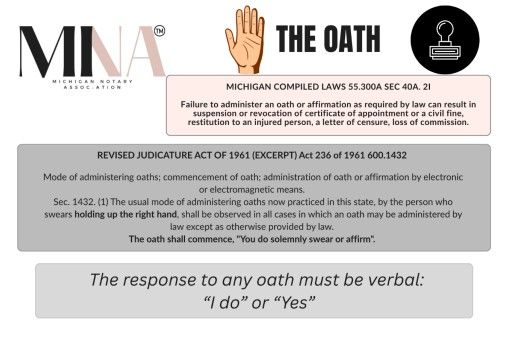 Laminated Pocket-Sized Oath Card for Michigan Notaries