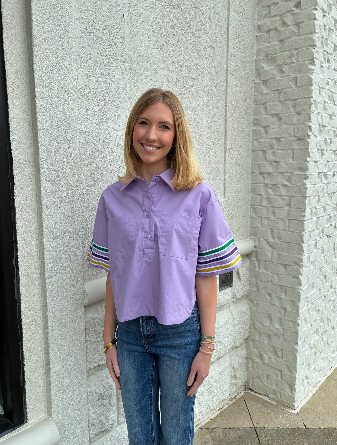 Mardi Lavender Poplin Top