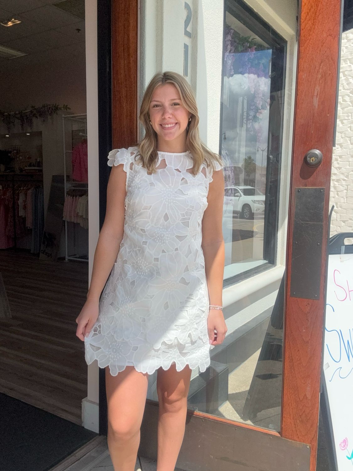 Greta Eyelet Mini Dress