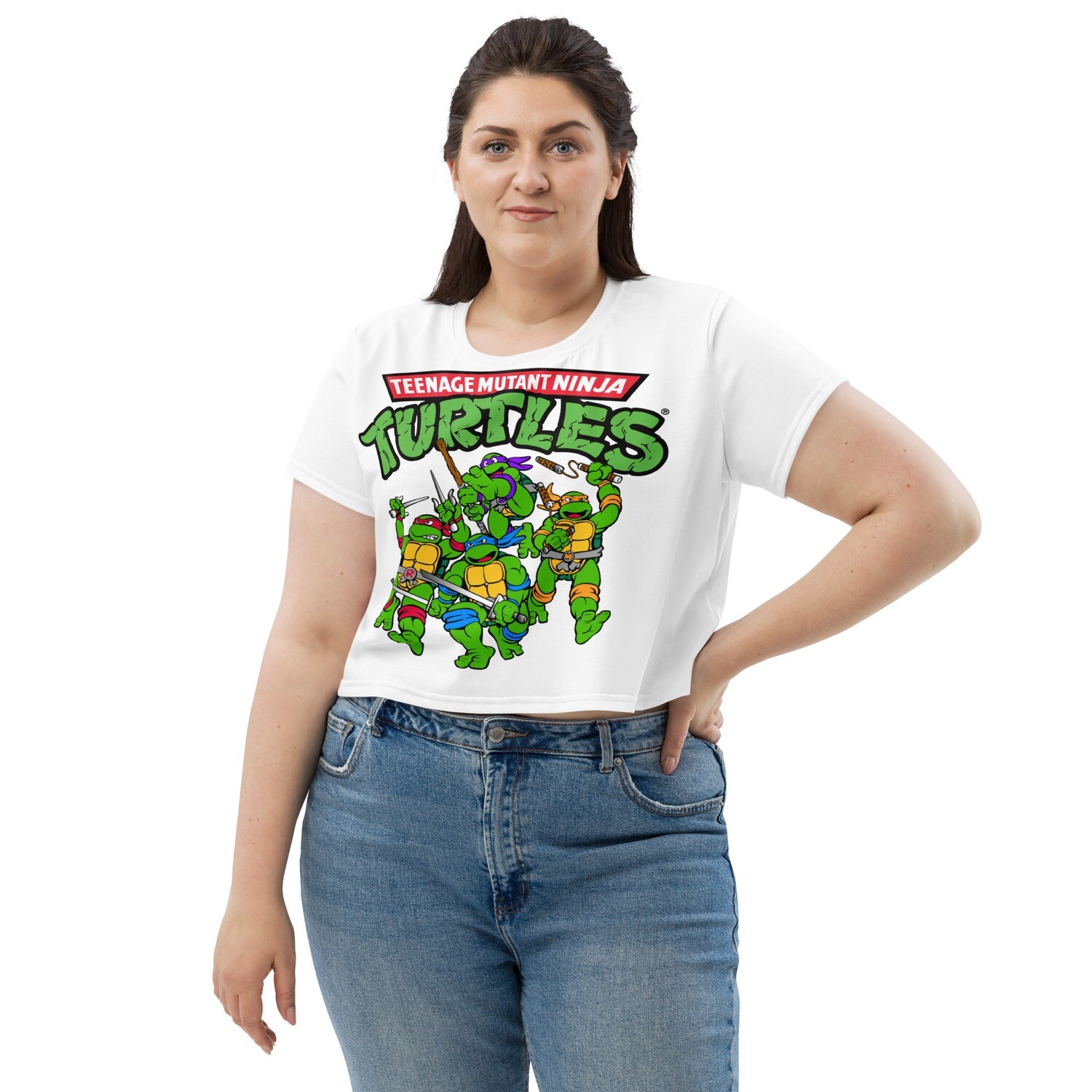 TURTLE POWER Print Crop Tee