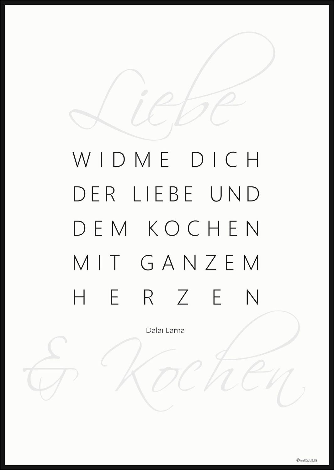 POSTER Widme dich der Liebe und dem Kochen Dalai Lama A5