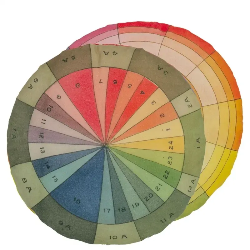 RUNDES KISSEN 45 cm BW-Leinen-Mischung John Derian Colour Wheel