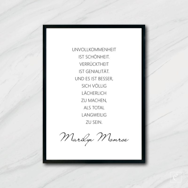 POSTER Zitat von Marilyn Monroe A5 A4 POSTER Zitat von Marilyn Monroe A5 A4