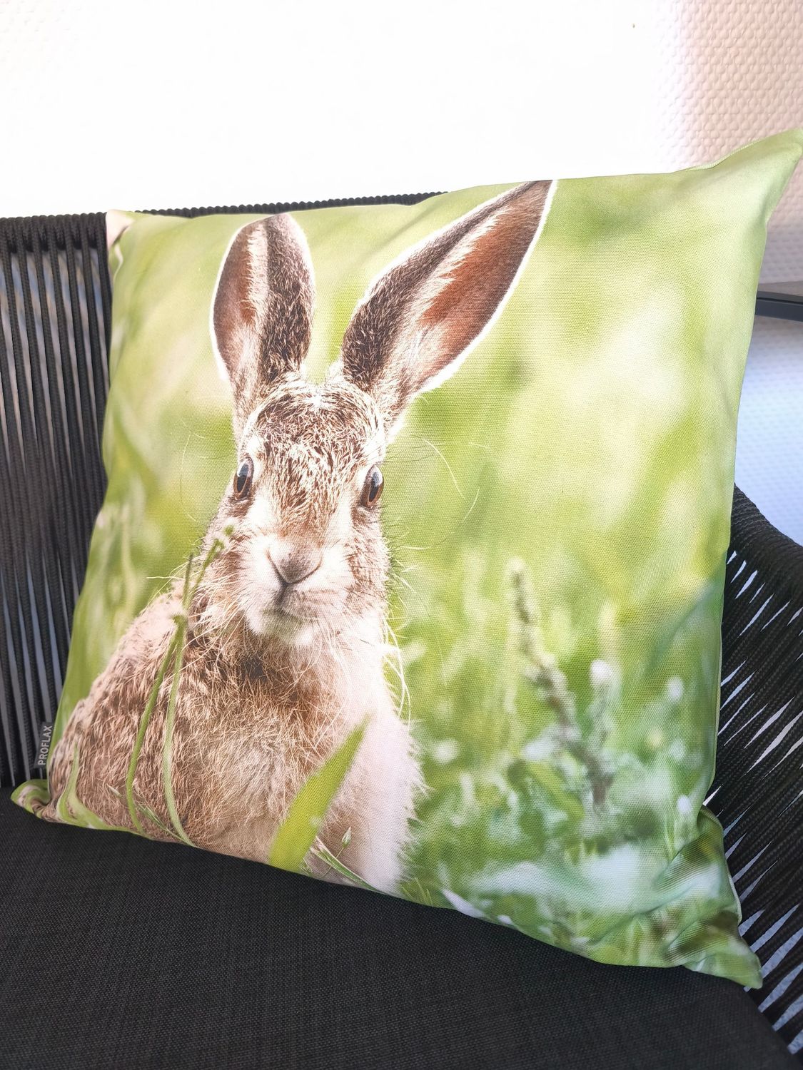 KISSEN FÜR OSTERN HASE AUF FRÜHLINGSGRÜNEM GRUND 50 x 50 cm