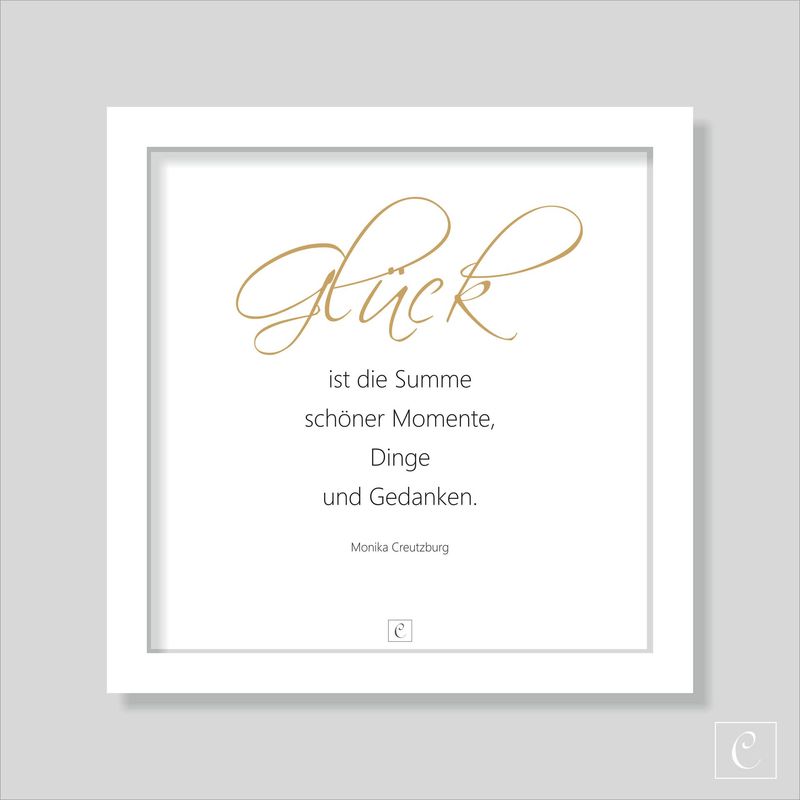 Glück ist die Summe schöner Momente, Dinge und Gedanken. Glück ist die Summe schöner Momente, Dinge und Gedanken." in Holzrahmen 20 x 20 Botschaft