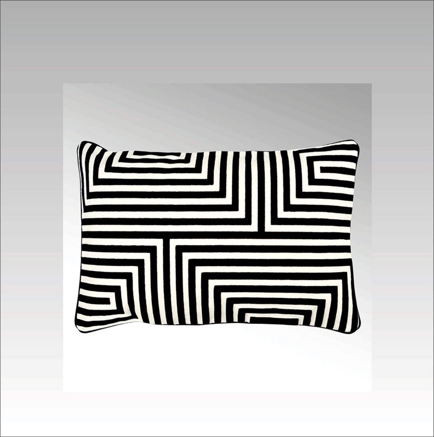 VASARELY KISSEN bestickt Lambert, schwarz/elfenbein, gefüllt
