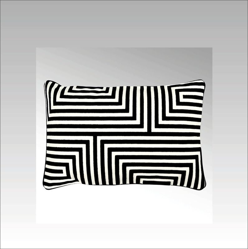 VASARELY KISSEN bestickt Lambert, schwarz/elfenbein, gefüllt