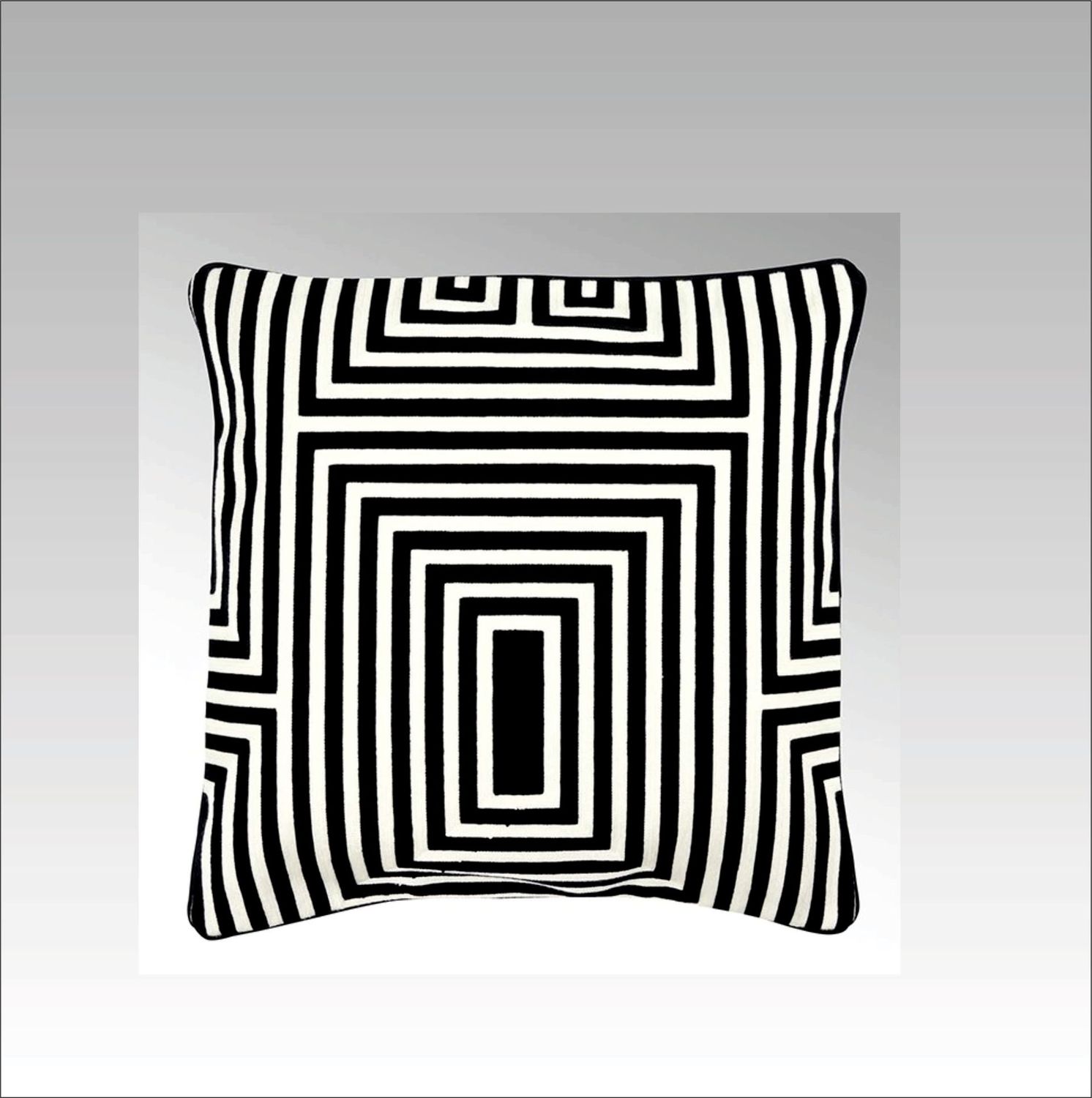 VASARELY KISSEN bestickt Lambert, schwarz/elfenbein, gefüllt