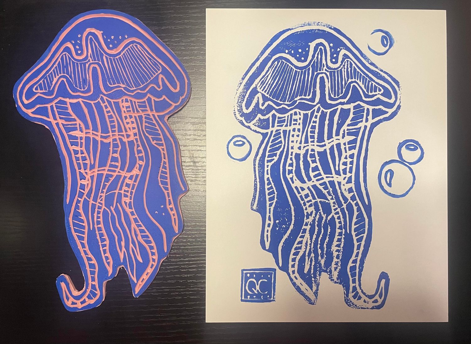 Jellyfish Block Art Print