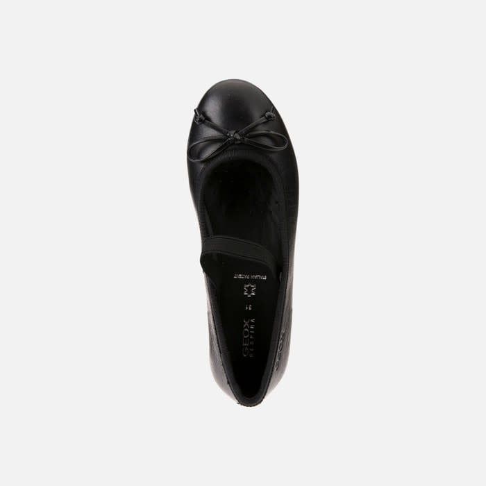 GEOX - J PLIE' B - SMOOTH LEATHER FLATS (VELCRO) (2021-2024) (SIZES 8T-5.5Y) -
