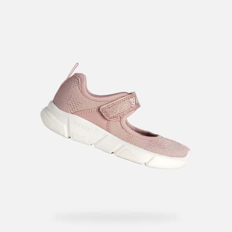 GEOX - J ARIL SHOES (VELCRO) (BLACK/ROSE) (2023) (SIZES 8T-13K)