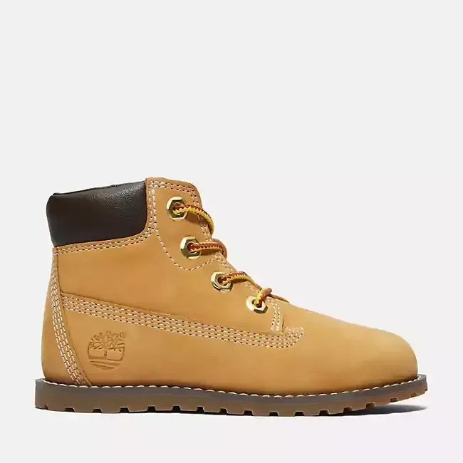 TIMBERLAND POKEY PINE MID SIDE ZIP BOOT, Color: WHEAT, Size: 5T