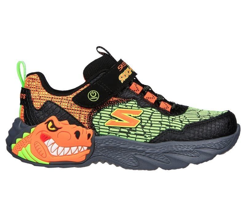 SKECHERS S LIGHTS DINO-LIGHTS, Color: BLACK/ORANGE, Size: 11K