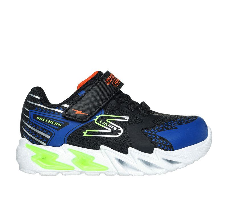 SKECHERS S LIGHTS FLEX-GLOW BOLT, Color: BLACK/BLUE, Size: 5t