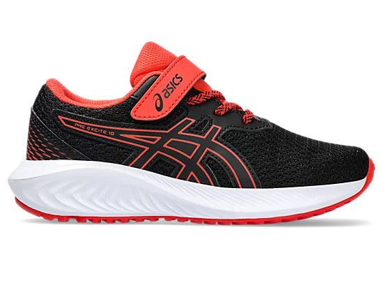 ASICS PRE EXCITE 9 &amp; 10 PS, Color: BLACK/TRUE RED, Size: 10K