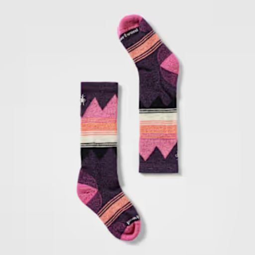 SMARTWOOL KIDS' HIKE CREW SOCKS LIGHT CUSHION BEAR PURPLE IRIS L