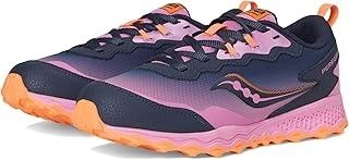 SAUCONY PEREGRINE KDZ SHIELD TIE UP LACES NAVY/PINK 3Y