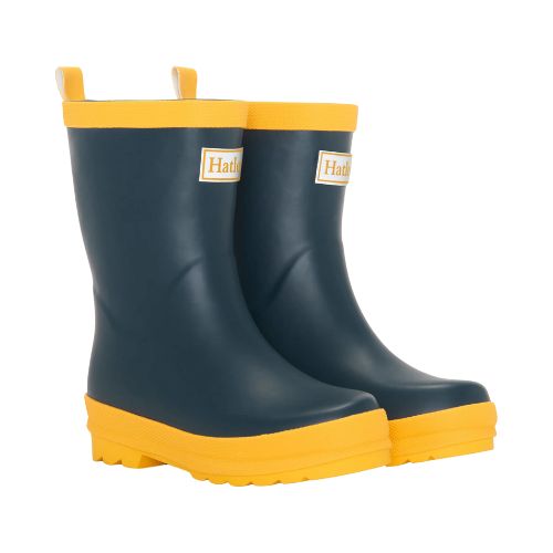 HATLEY SOLID COLOUR MATTE RAINBOOTS  YELLOW &amp; NAVY 2