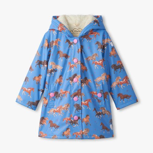 HATLEY RAIN JACKET BLUE TINSEL HORSES SHERPA 2