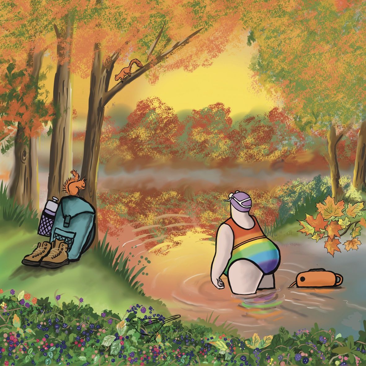 Flockers | Autumn Dip | Greetings Card | GCKM015