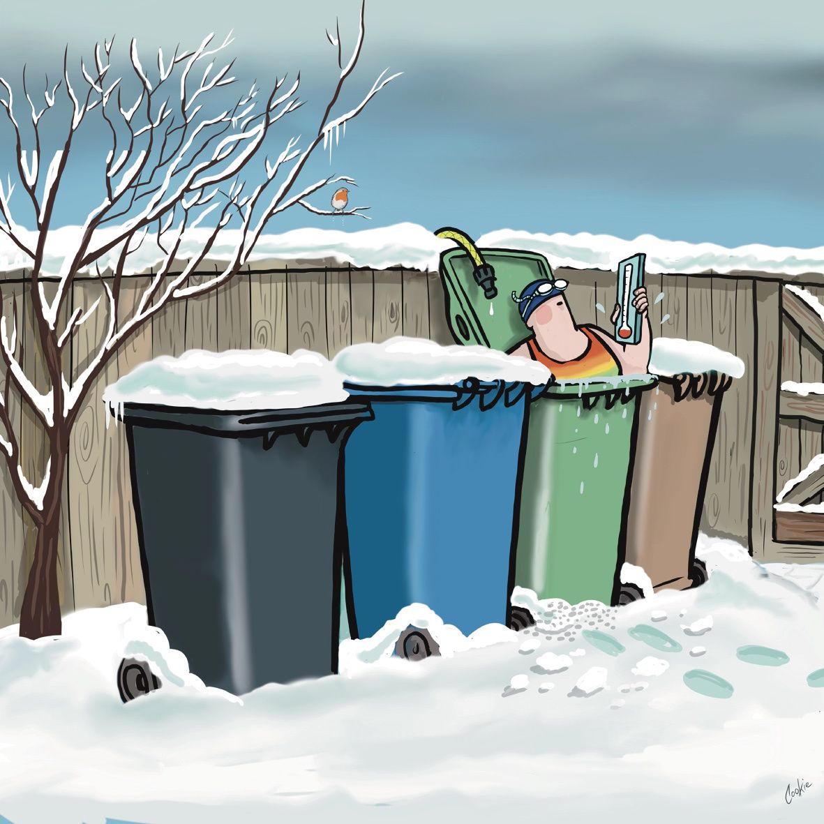 Flockers | Wheeelie Cold | Greetings Card | GCKM05